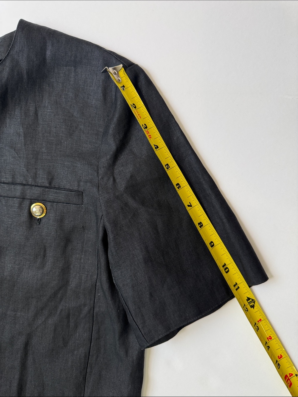 MAXMARA Vintage 100% Linen Black Short-Sleeve Lady Shift Dress Minimal Preppy 10 - Picture 13 of 14